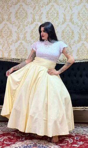 Saia Oxfor Longa Amarelo Claro 357