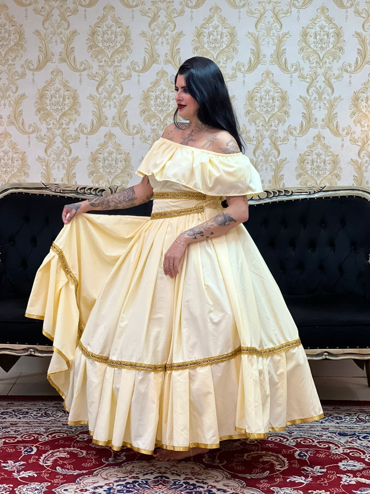 Saia 1 Babado Longa Amar Claro/Dou 367