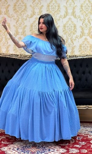 Saia Malha Lazzie Longa Azul 498