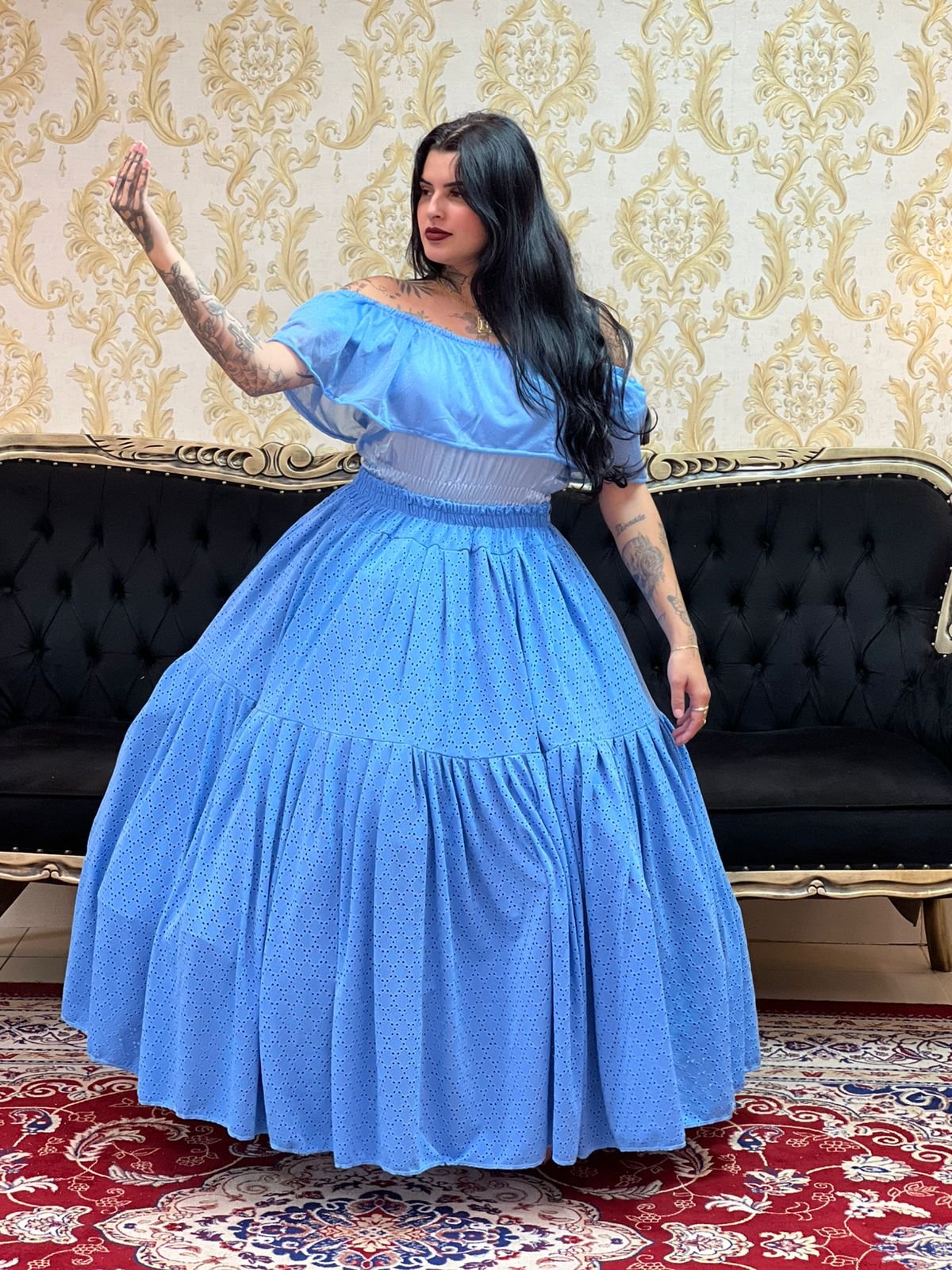 Saia Malha Lazzie Longa Azul 498