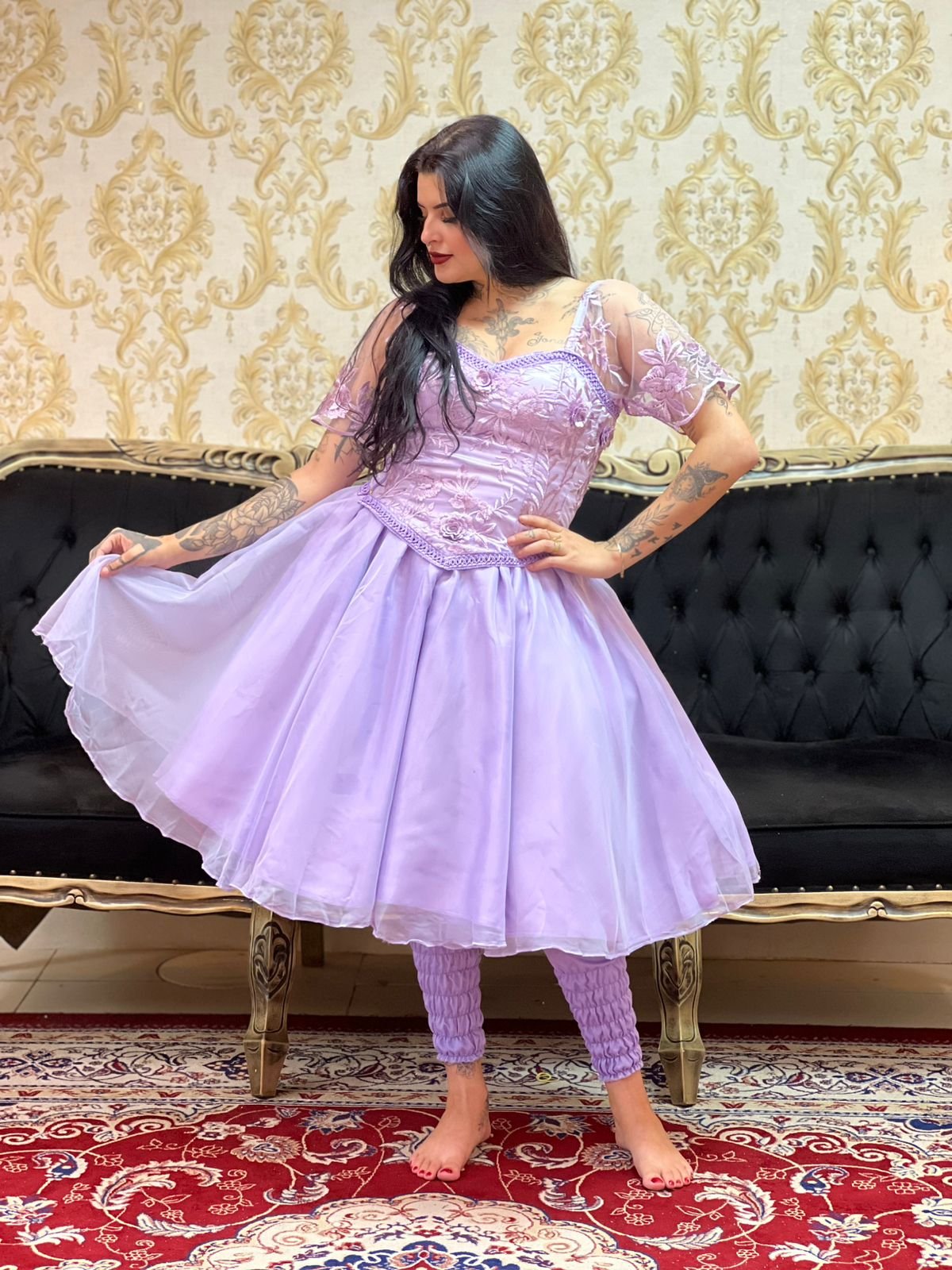 Saia Voal Curta Lilás Claro 539