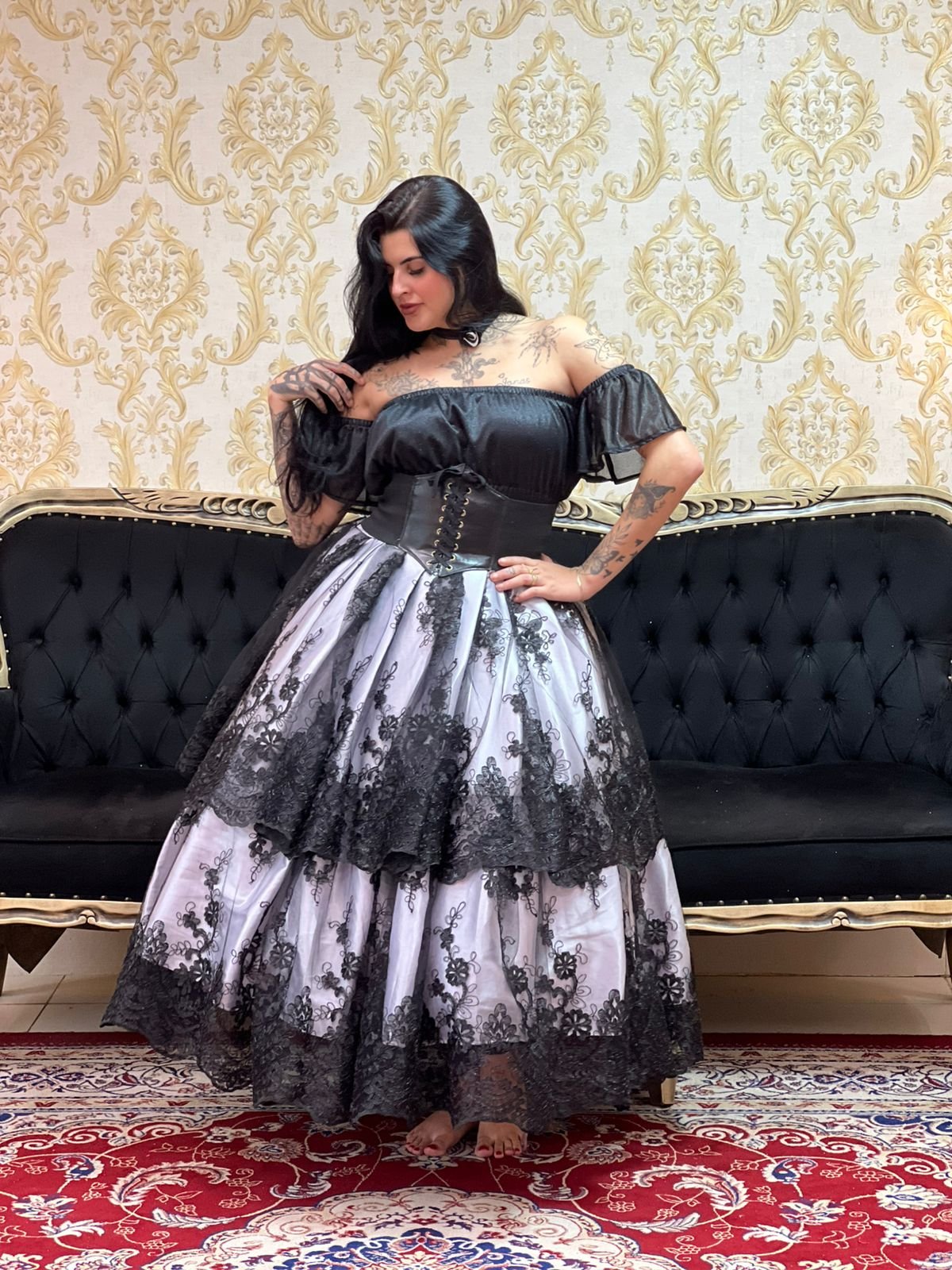 Saia Majestade Branca/Preta 2087