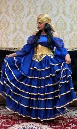 Saia 7 Babados Voal/Fitas Azulão/Dou 8412