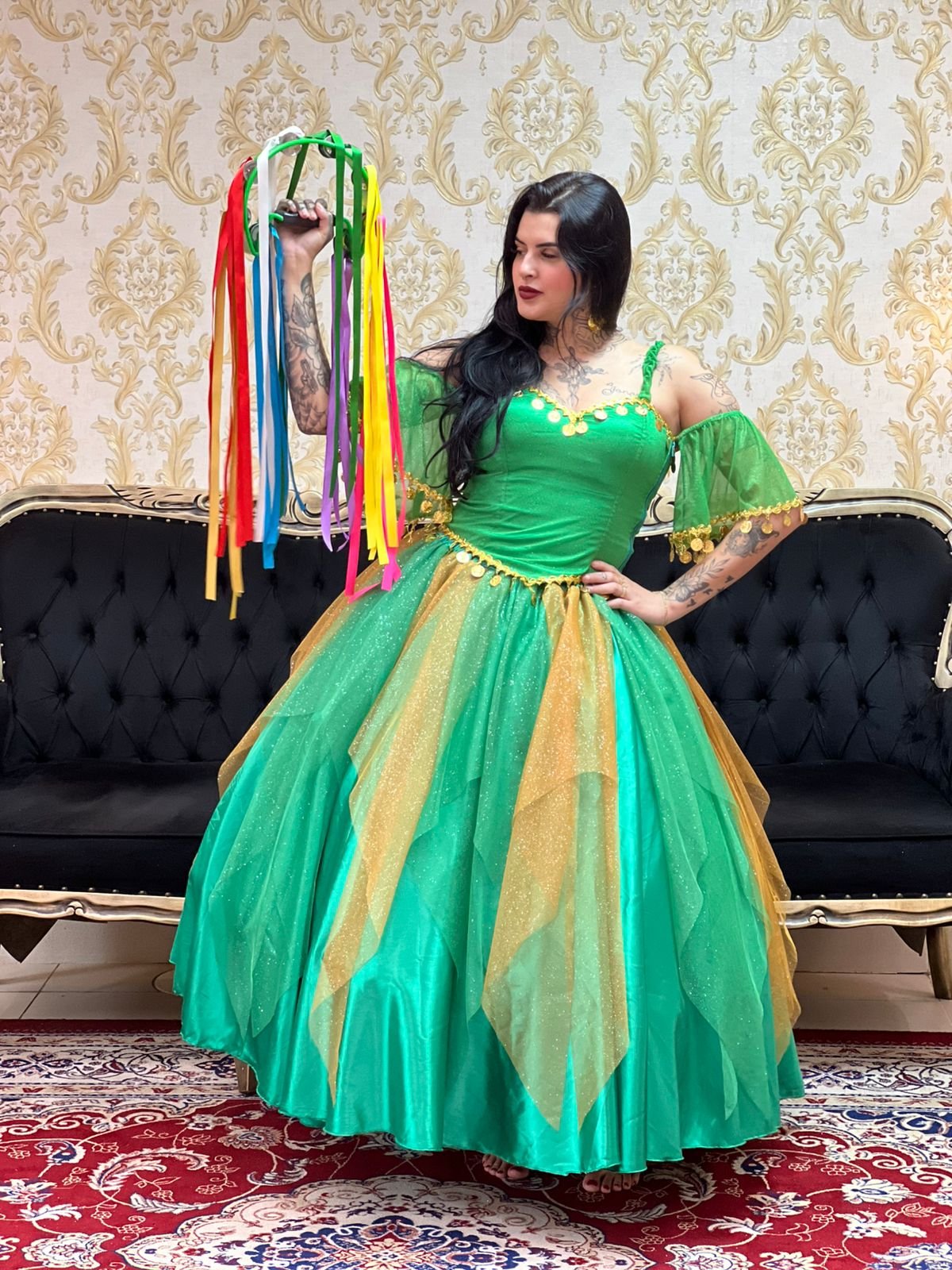 Saia Lenços Brilho Verde 8610