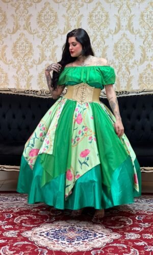 Saia Lenços Flores Verde 8615