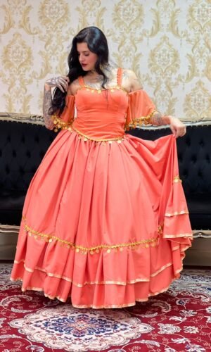 Saia 2 Babados Oxfor Salmão 8803