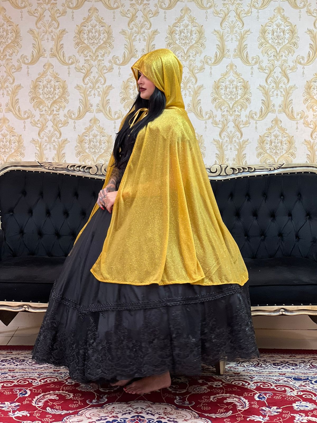 Capa Malha Gliter Dourada 300