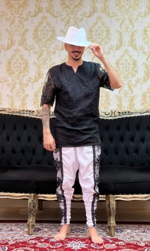 Bombacha Bordada Bco/Pto 029