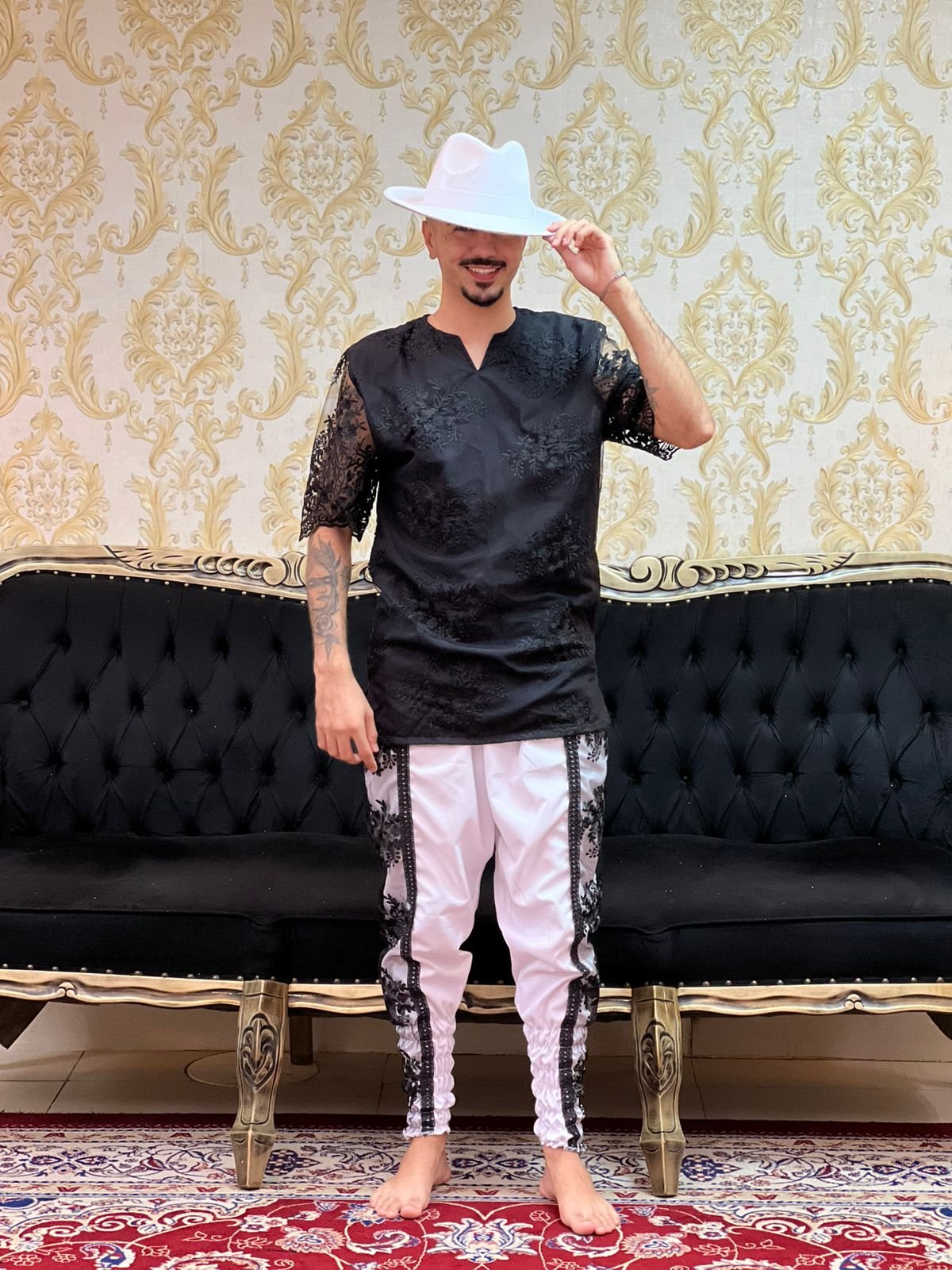 Bombacha Bordada Bco/Pto 029