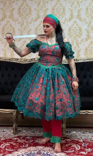 Corpete Bordado Verm/Verde 609