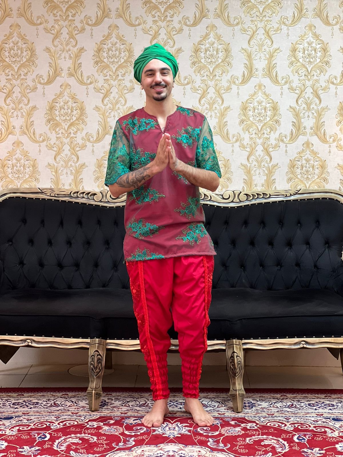 Kafta Bordada Slim Verm/Verde 166