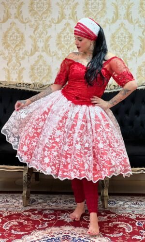 Saia Luxo Curta Vermelho/Bco 187