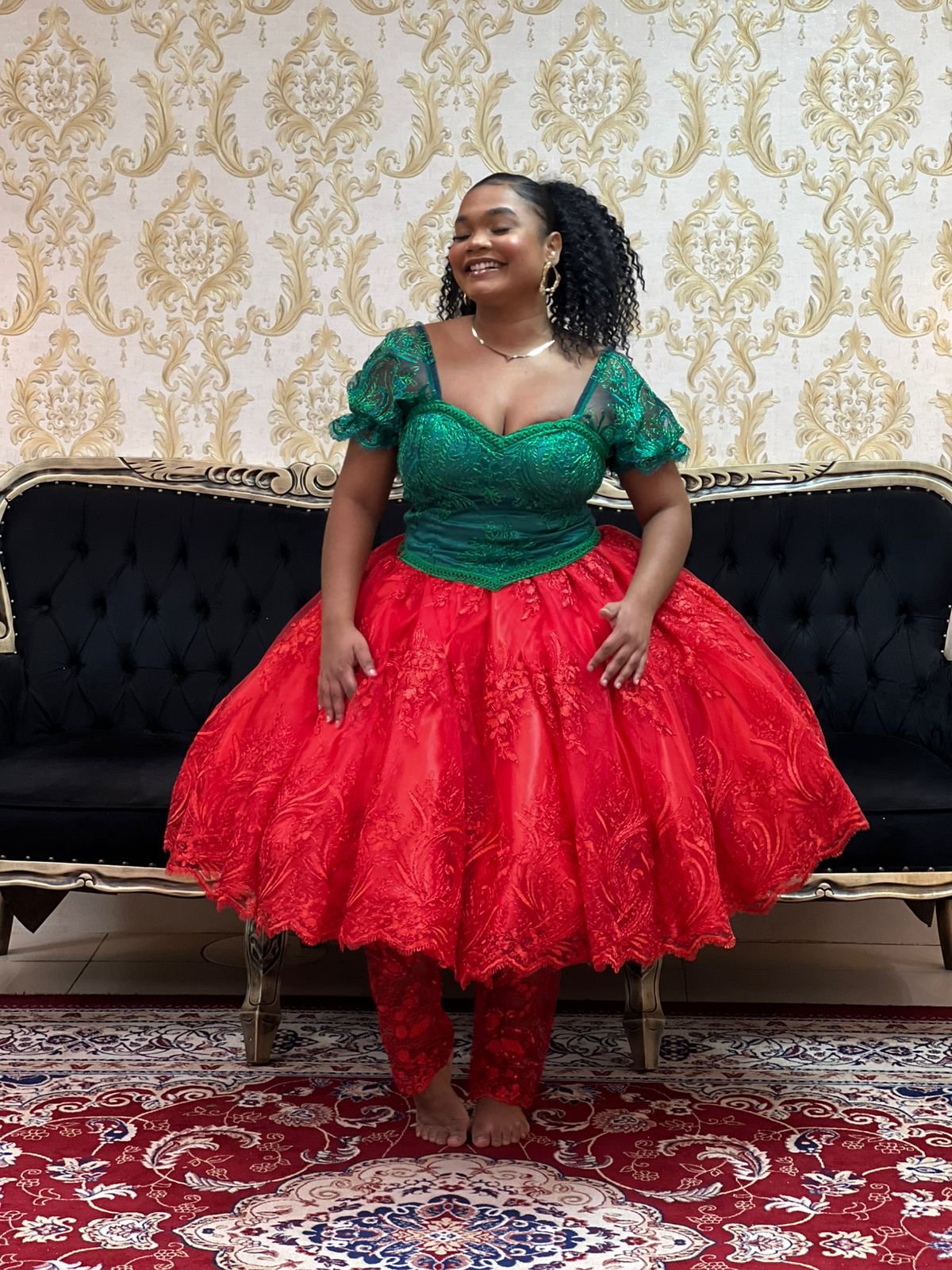 Saia Bordada Curta Vermelho 189