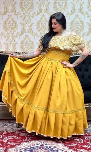 Saia 1 Babado Longa Dourada 387