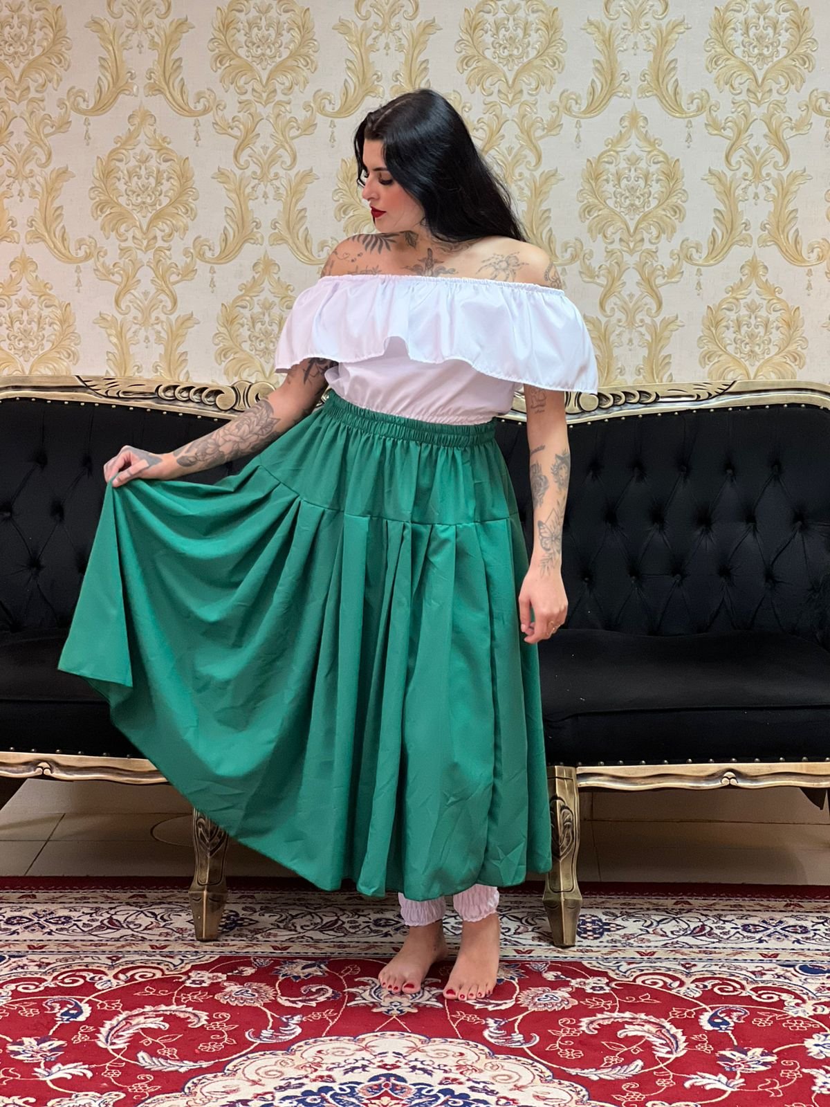 Saia Serão Oxfor Verde Forte 624