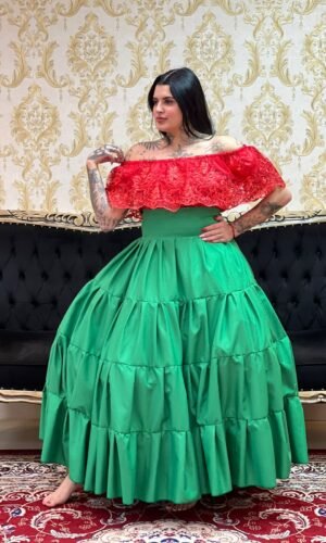 Saia Gomos Oxfor Longa Verde Bandeira 658