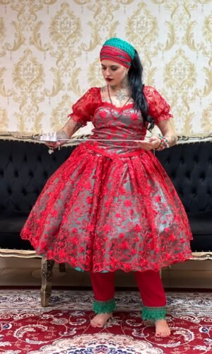 Saia Luxo Curta Verde/Vermelho 687