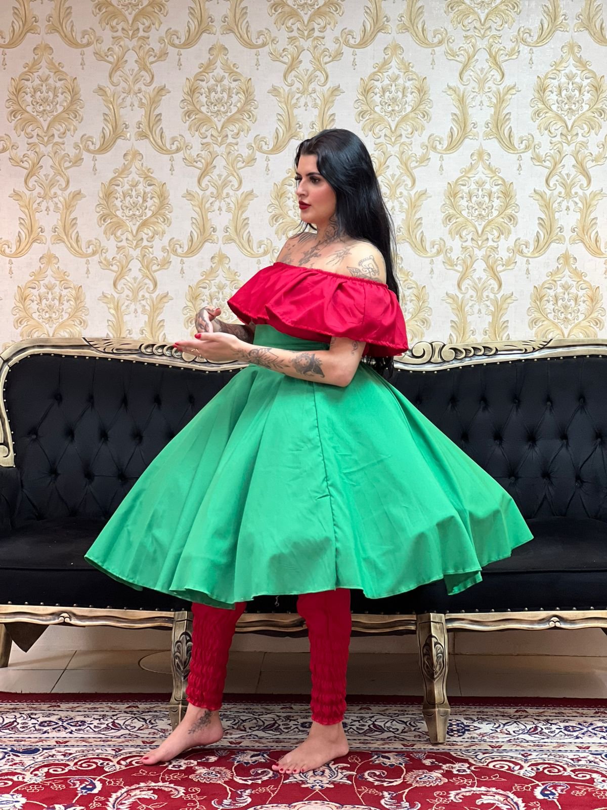 Saia Oxfor Curta Verde Bandeira 689