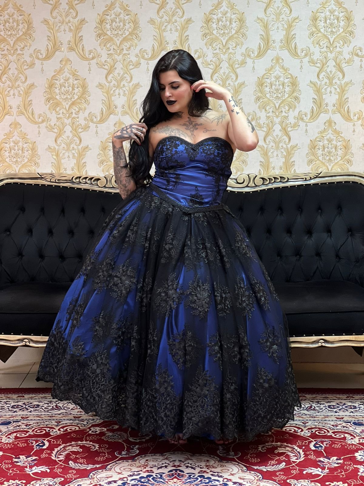 Saia Bordada Longa Pto/Azulão 2411