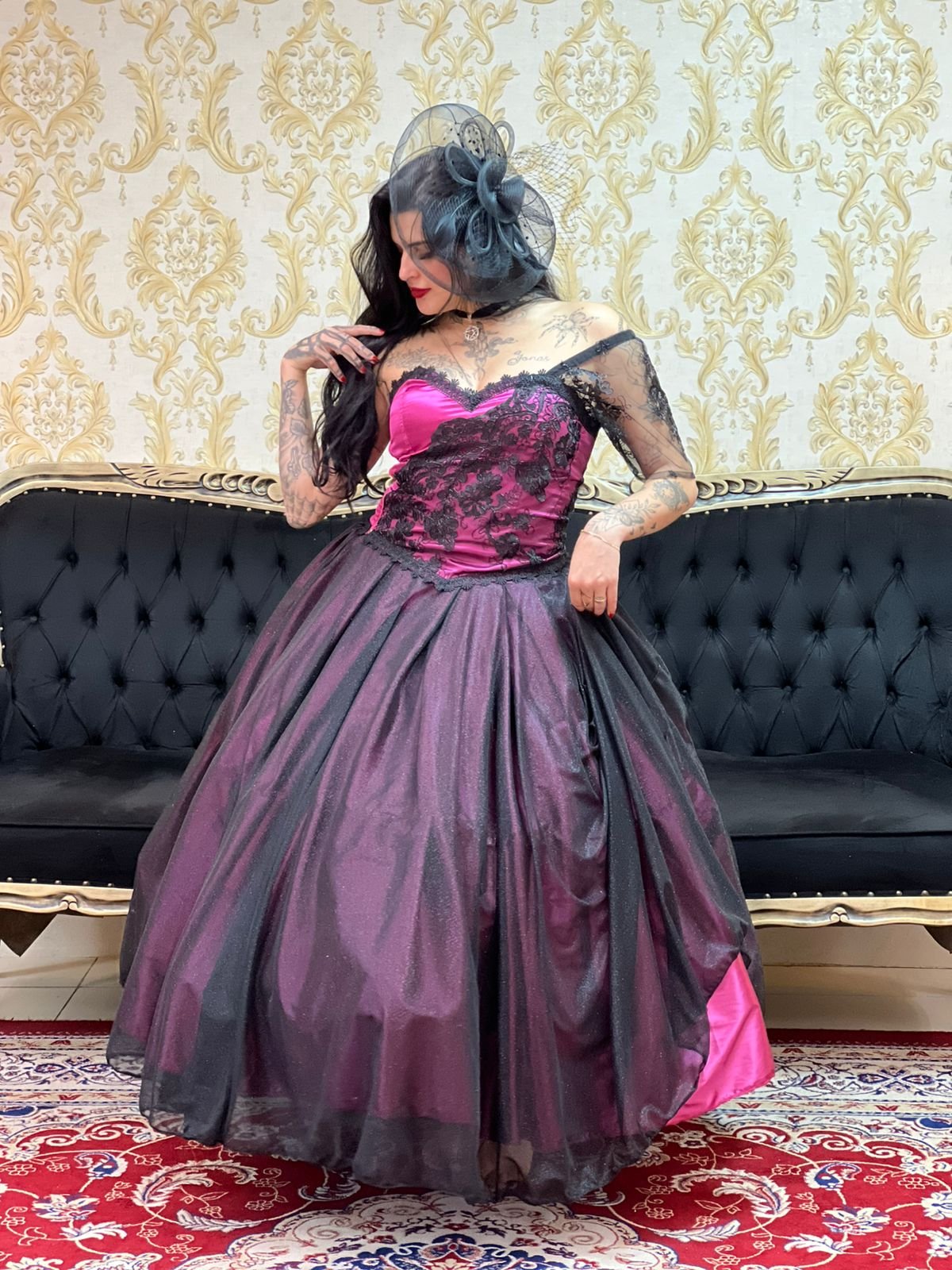 Saia Aurora Longa Rosa/Preto 2702