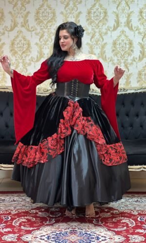 Blusa Mangão Veludo Vermelho 152