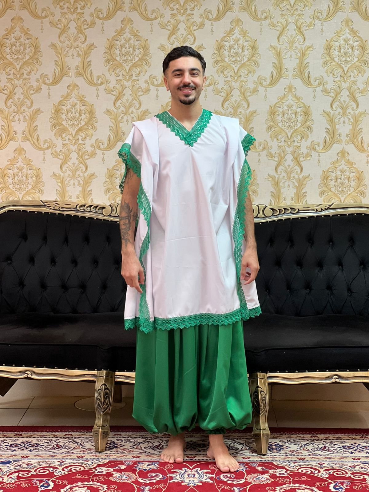 Kafta Tunica Branco/Verde 078
