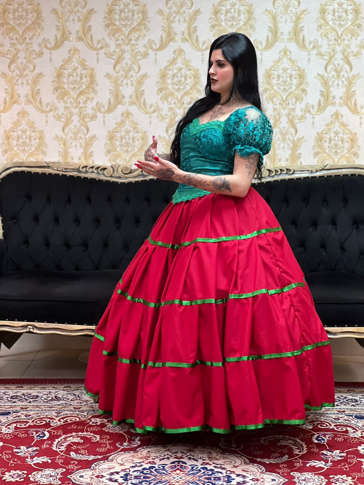 Saia Gomos Oxfor Longa Verm/Verde 169