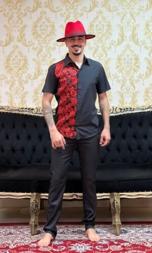 Camisa Bordado Preto/Verm 203