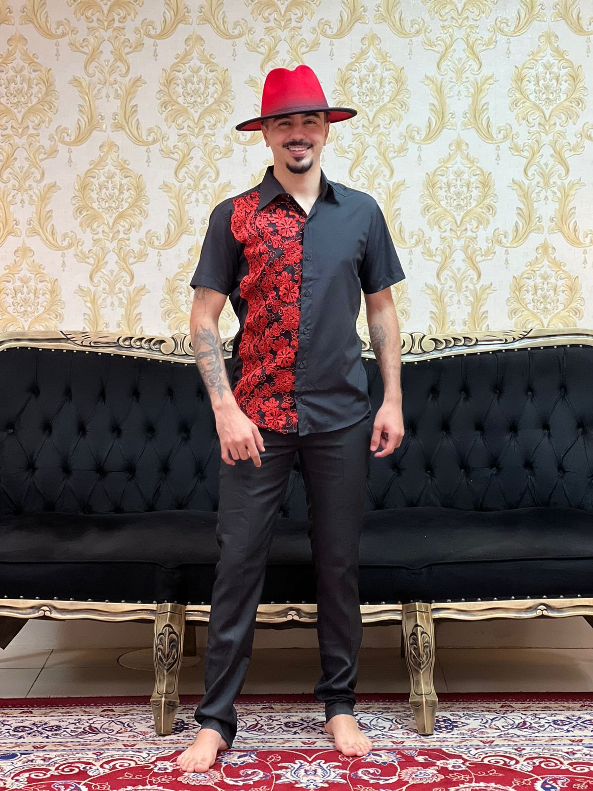 Camisa Bordado Preto/Verm 203