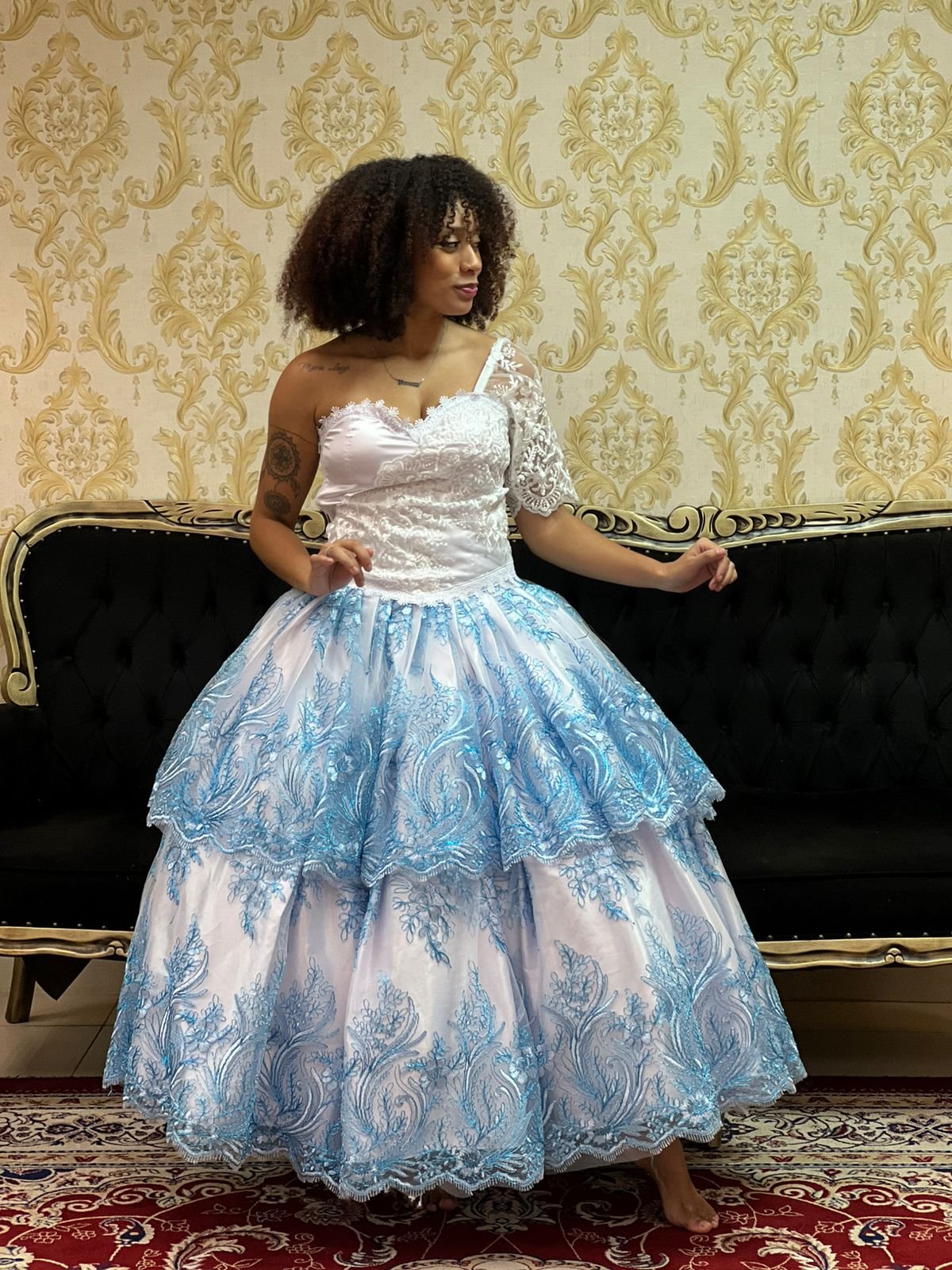 Saia Odara Longa Bco/Azul 018