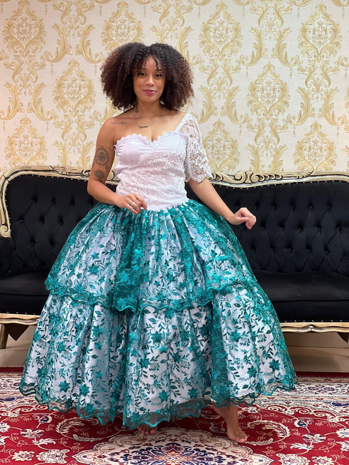 Saia Odara Longa Bco/Verde 040