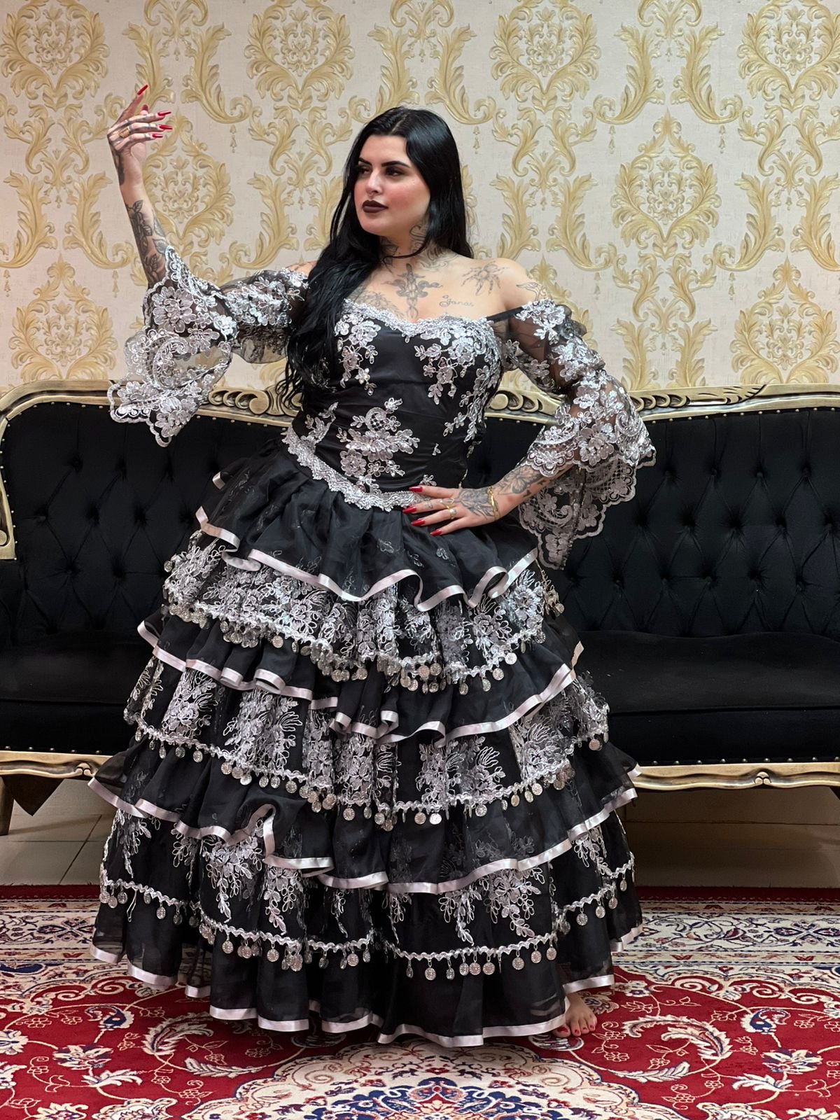 Saia Sara Preto/Prata 2094