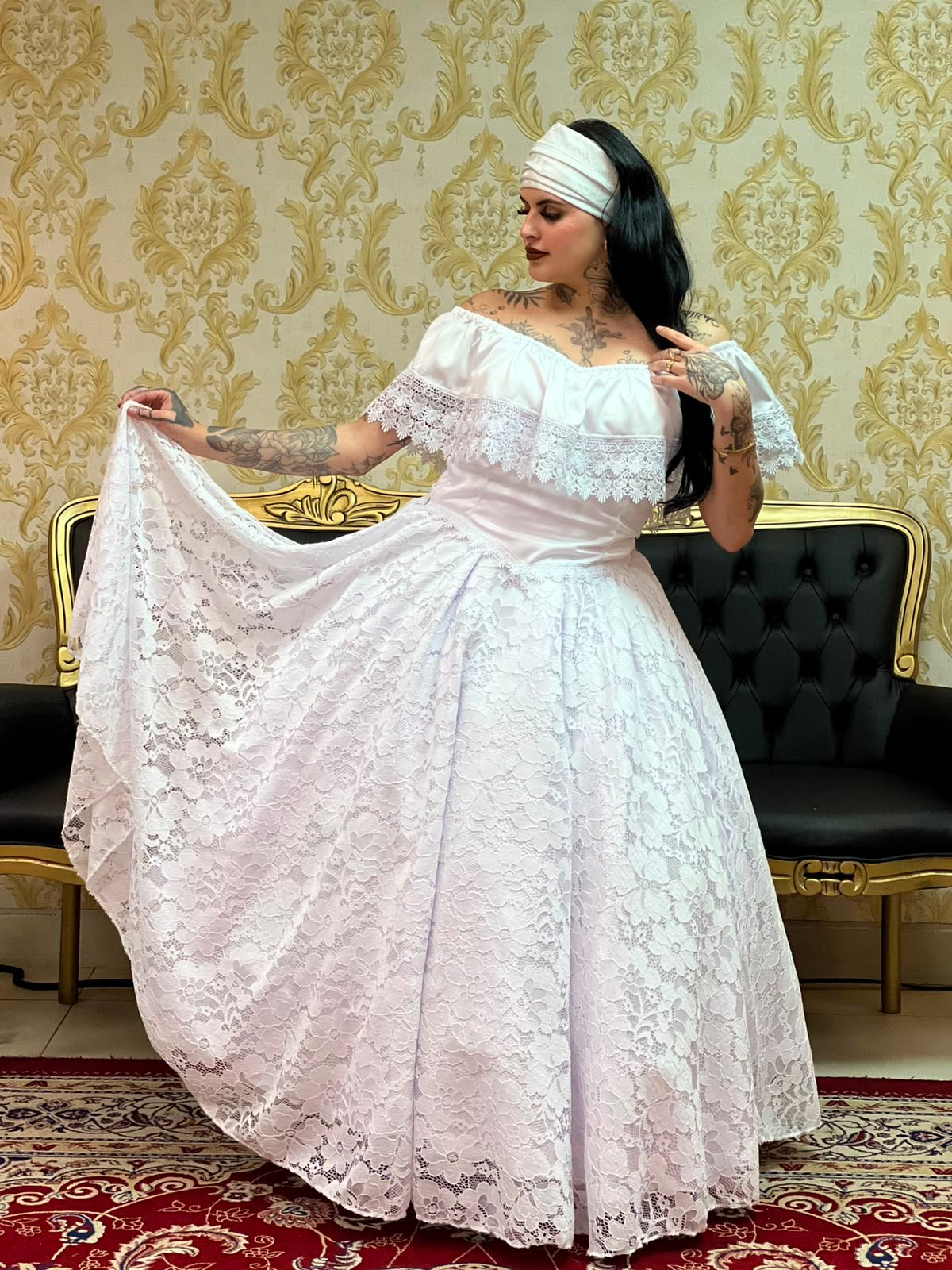 Saia Renda Longa Branco 029