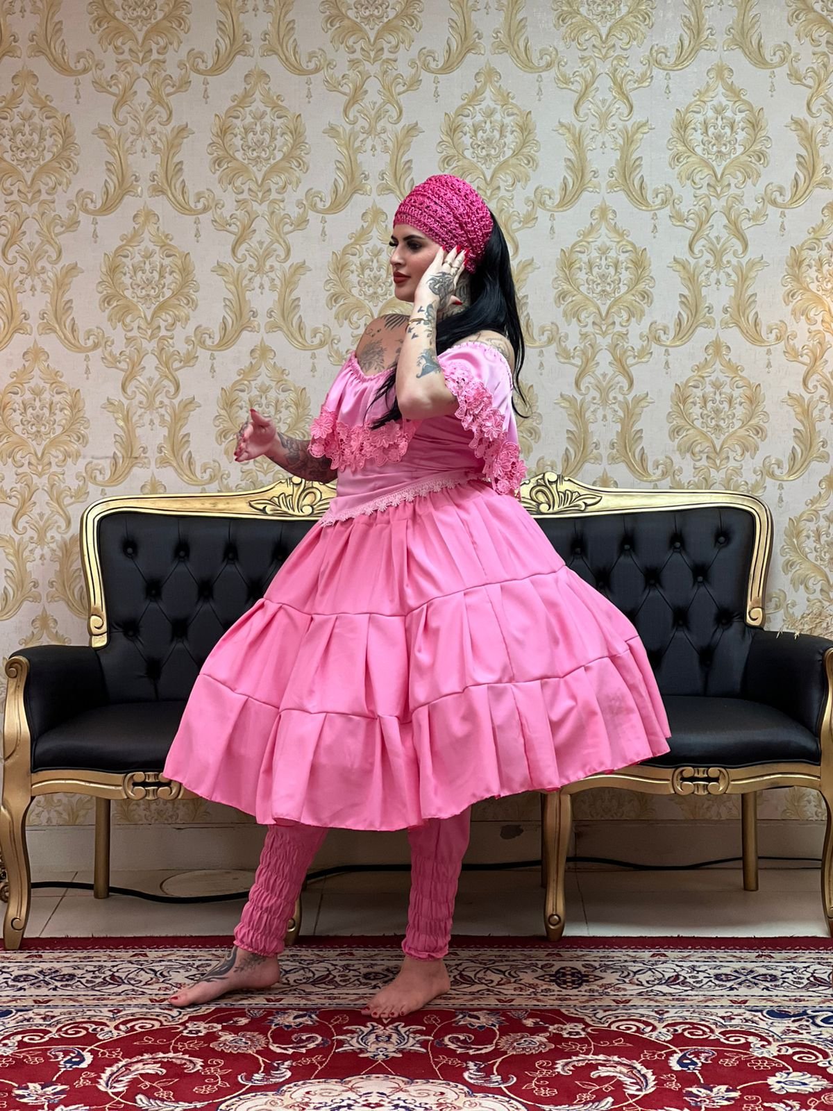 Saia Gomos Oxford Curta Rosa 731