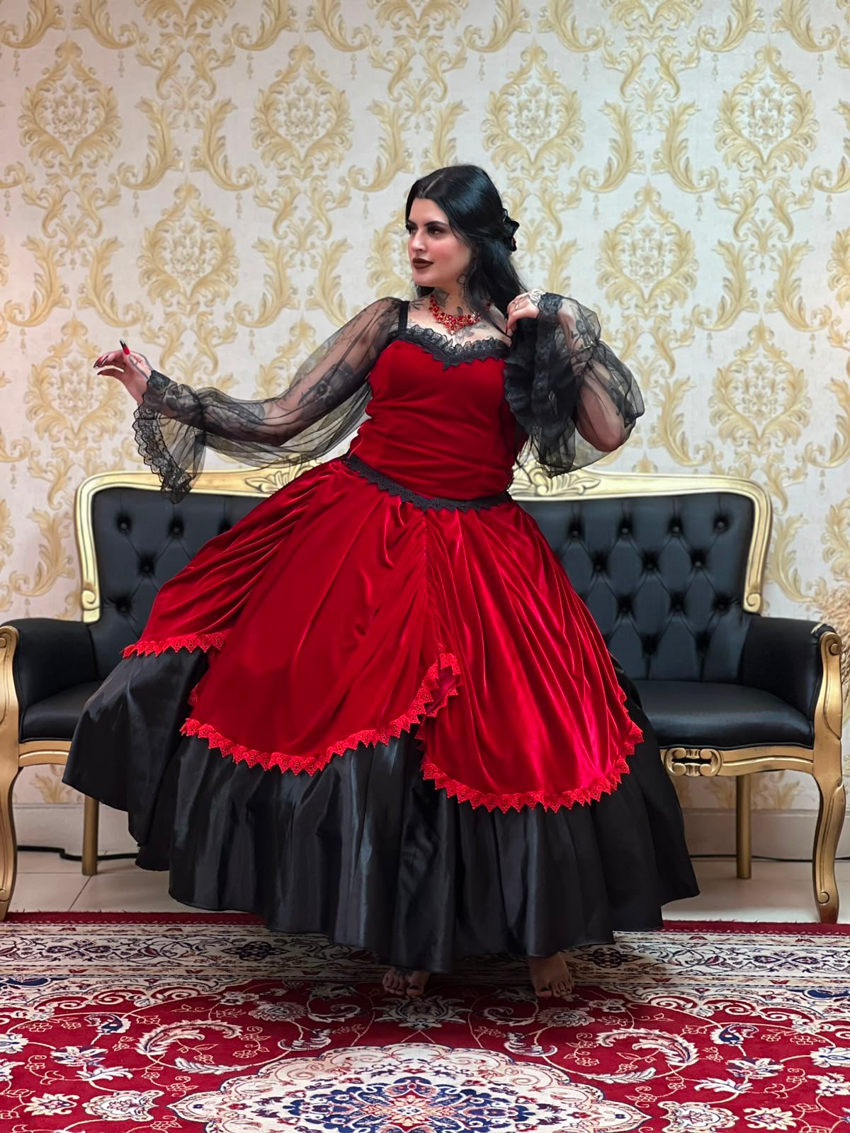 Saia Corte Preto/Vermelho 2199