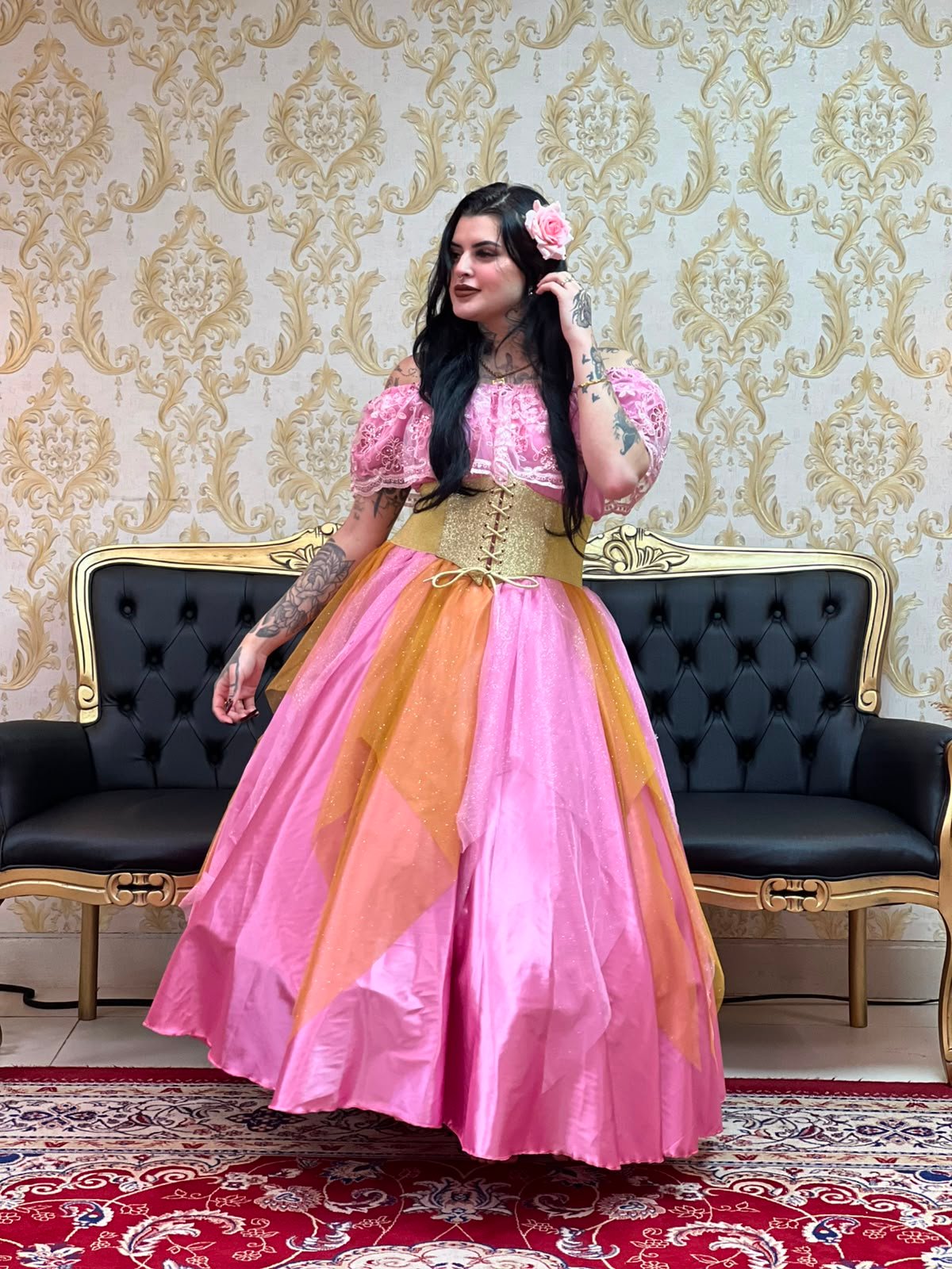Saia Lenços Brilho Rosa/Dou 8706
