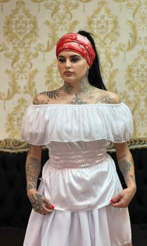 Blusa Babado Brilho Bca 020