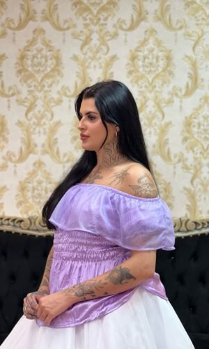 Blusa Babado Brilho Lilás 503