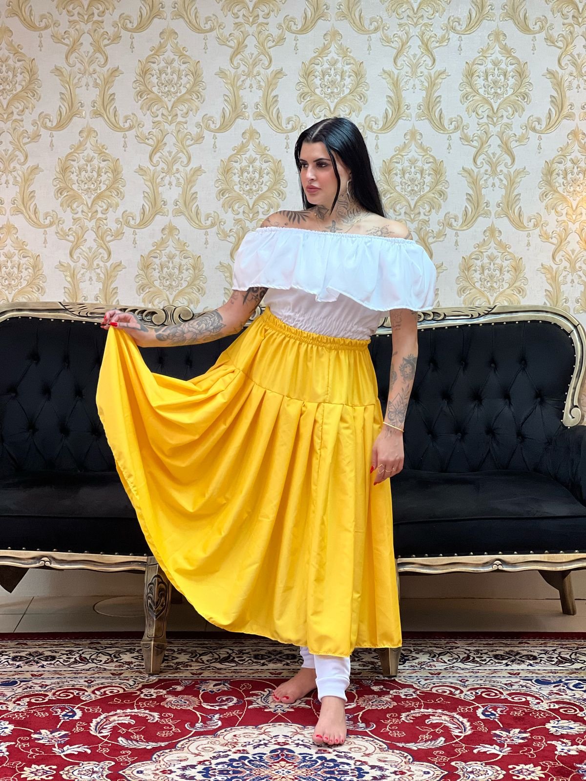 Saia Serão Oxfor Amarelo Forte 335
