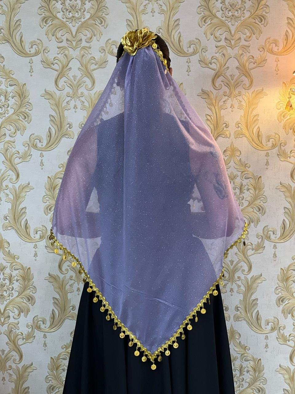 Lenço Brilho Moedas Lilas 040