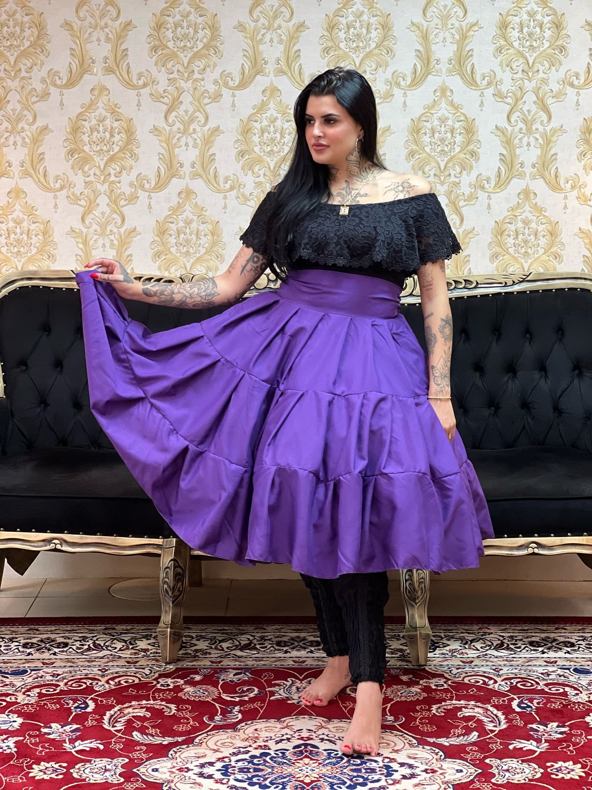 Saia Gomos Oxford Curta Roxo 571