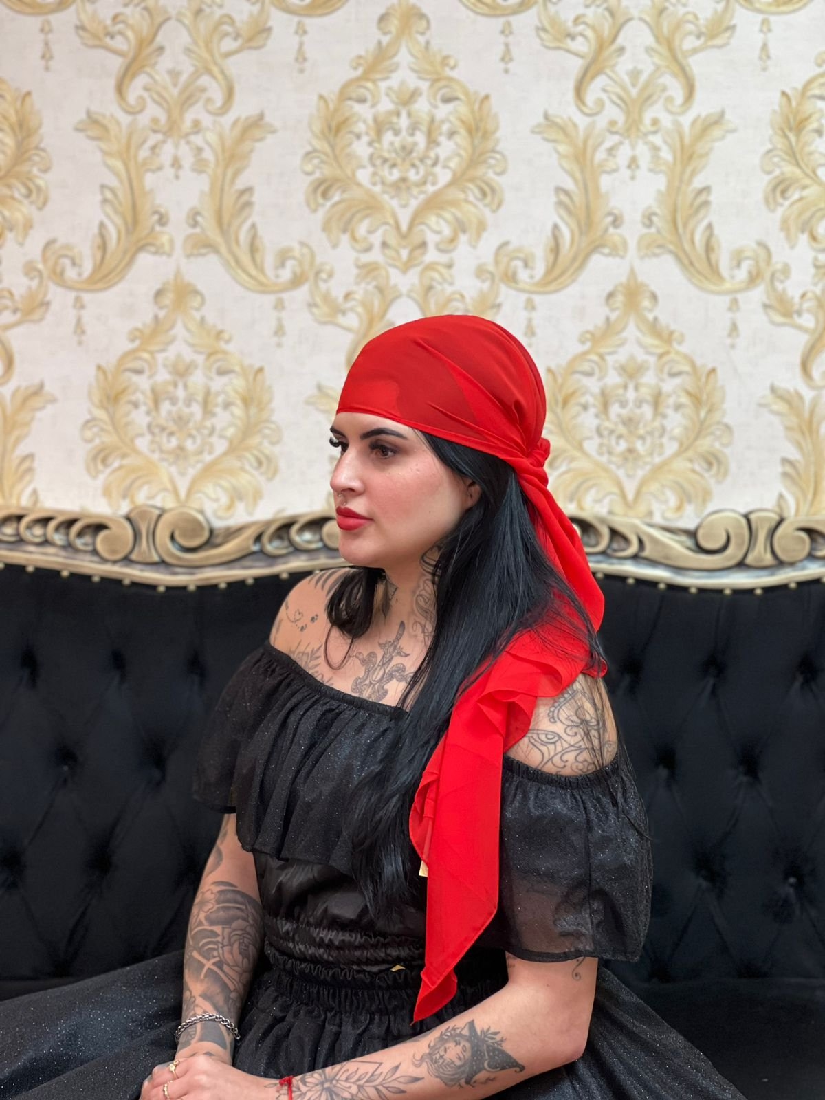 Lenço Voal Vermelho