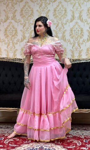 Saia 2 Babados Voal Rosa/Dou 8712