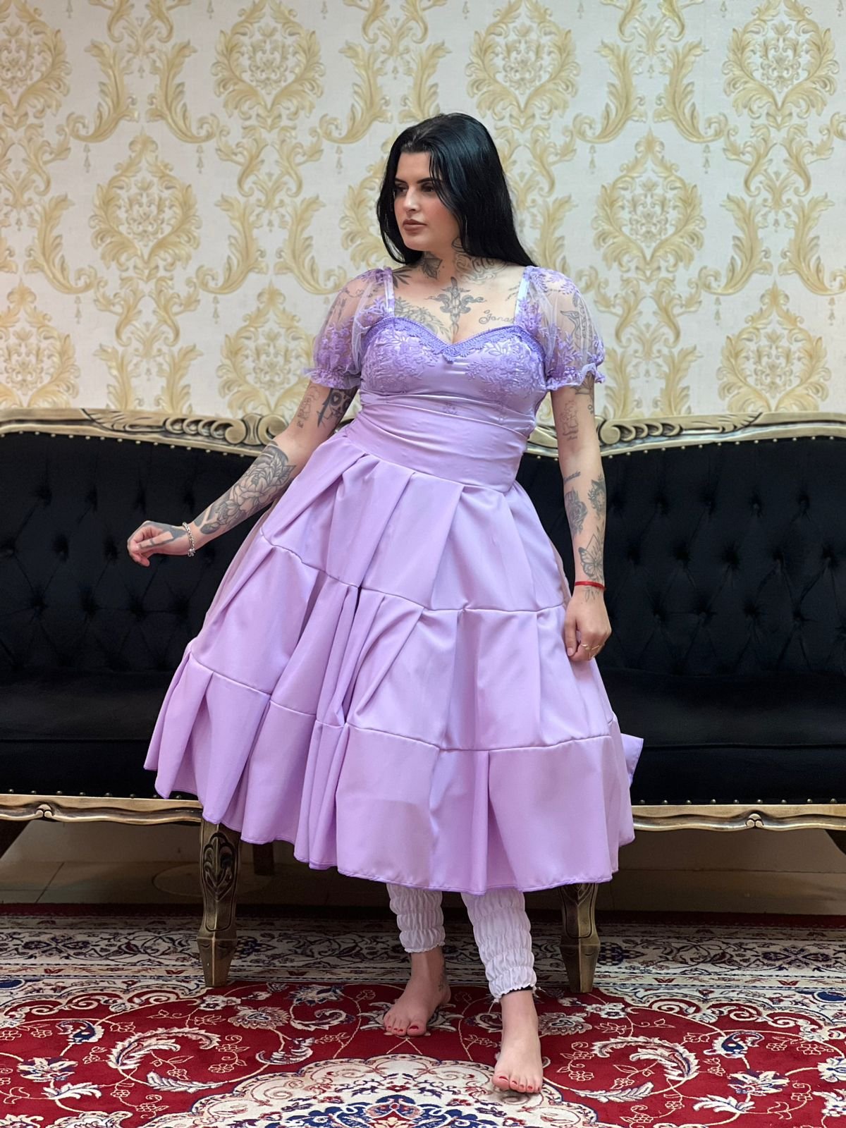 Saia Gomos Oxford Curta Lilas 501