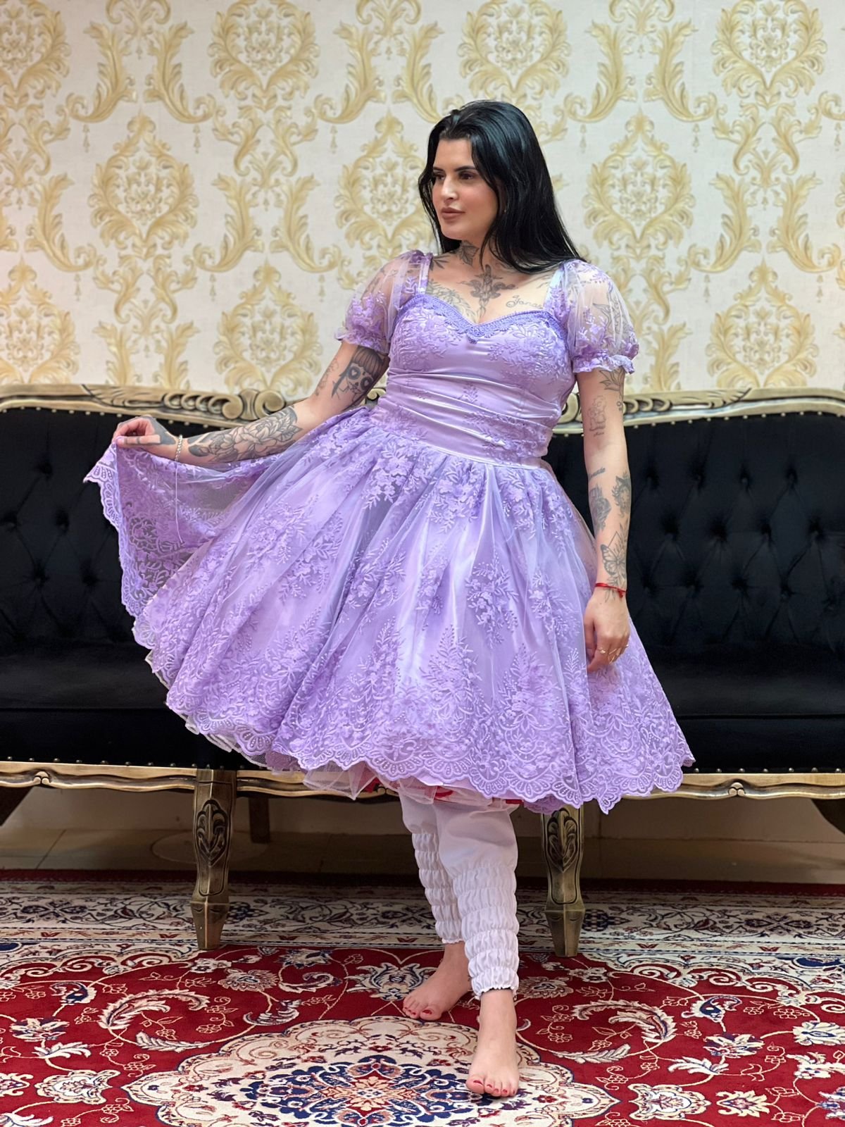 Saia Bordada Curta Lilas 503