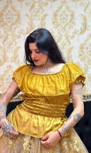 Blusa Babado Brilho Dourado 302