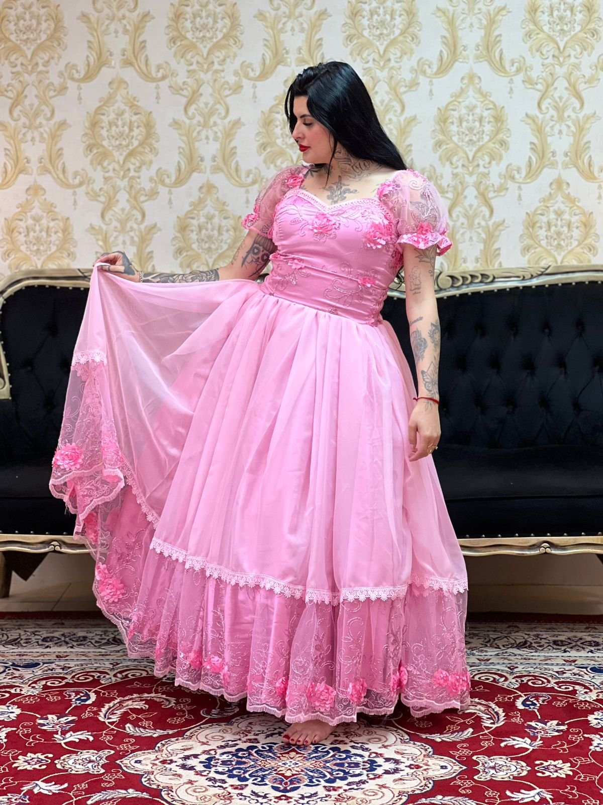 Saia 1 Babado Voal/Tule Rosa 720