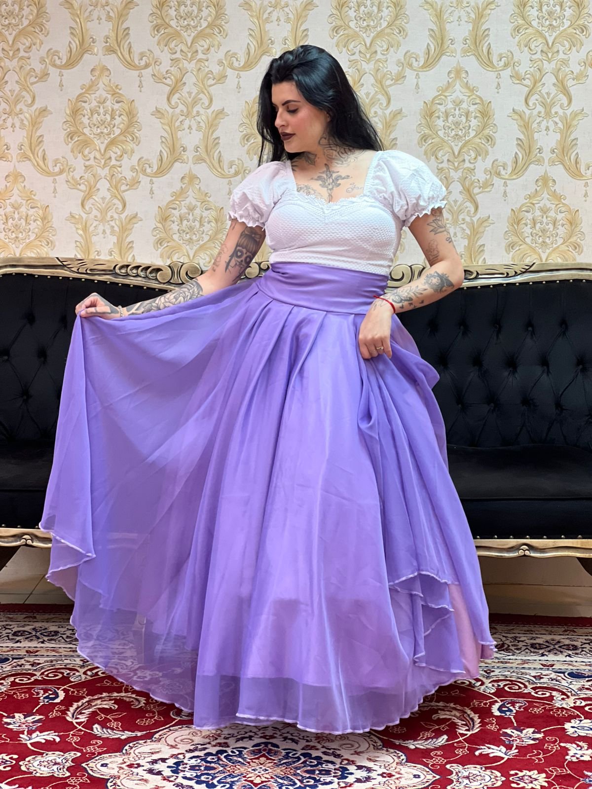 Saia Voal Longa Lilas 527