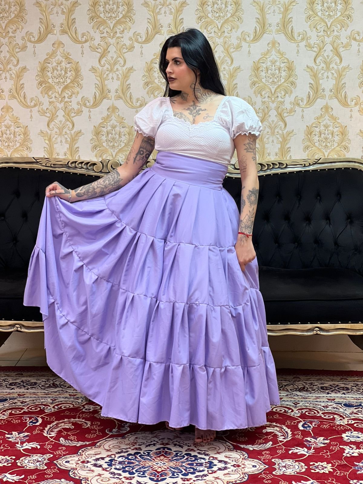 Saia Gomos Oxfor Longa Lilas 511