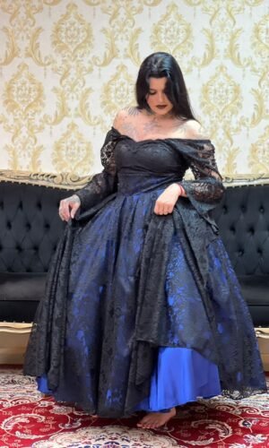Saia Renda Longa Preto/Azulão 2406
